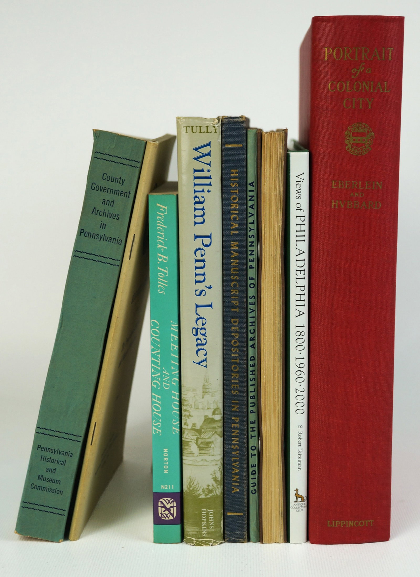 8+1 Volumes on Pennsylvania Incl. Portrait of a Colonial City, Philadelphia: 9 books on Colonial Pennsylvania inclulding: #415 of 1000 limited edition. Eberlein & Van Dyke Hubbard. 1939 Published by J.B. Lippincott Company. We do not provide in-house shipping! Please reach out