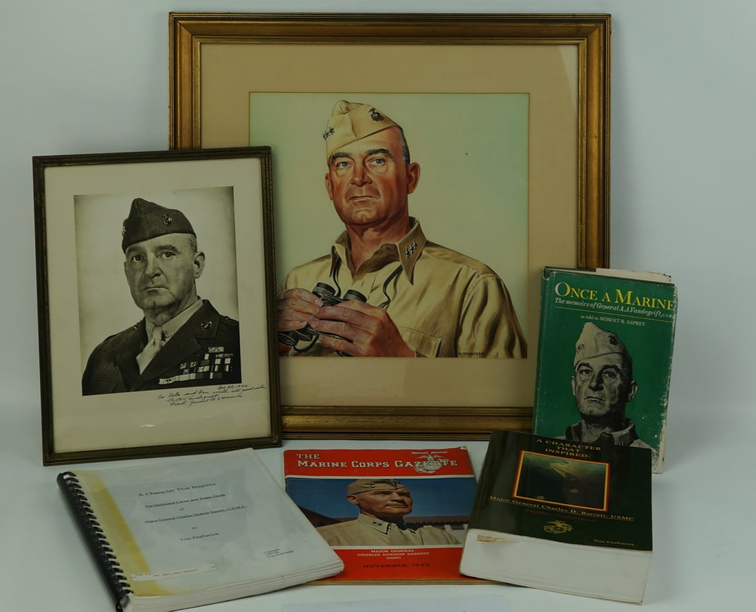 USMC General A.A. Vandegrift 1944 Inscribed & Signed Iconic Photo, Painting & Book Lot Marine Corps (1 of 15)