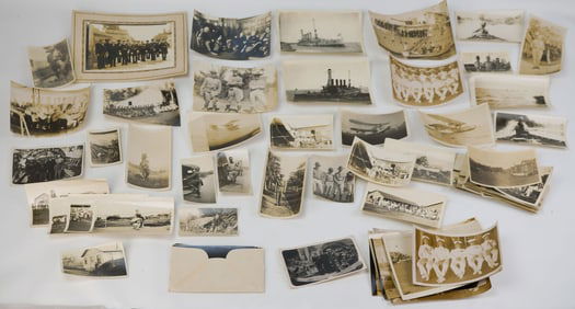 Early 20thC United States Navy Military Photographs Battleships, Marines and Airplanes