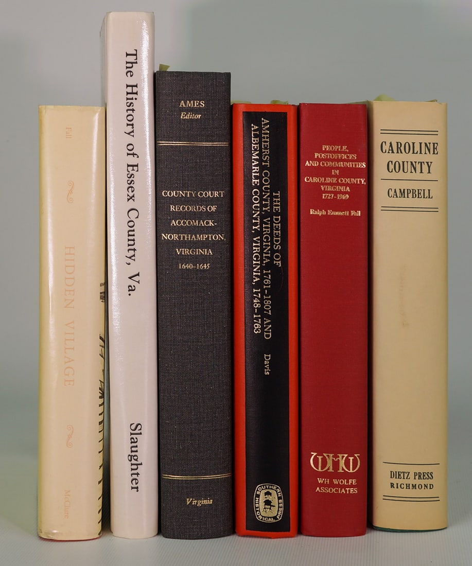 Six Books on Virginia County History Albemarle Accomack Caroline Essex Northhampton Port Royal (1 of 13)