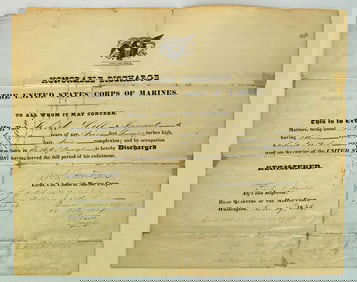 General Archibald Henderson Signed 1834 Document Marine Corps Commandant's Signature Autograph