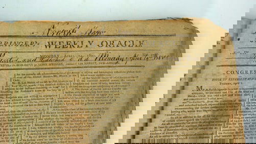 Early American Colonial Newspaper Springer's Weekly Oracle Bound Issues 1799-1801 New-London