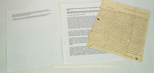 USS Cyane 1842 Shipboard Letter Aboard Navy Sloop Signed by Midshipmen James Armstrong