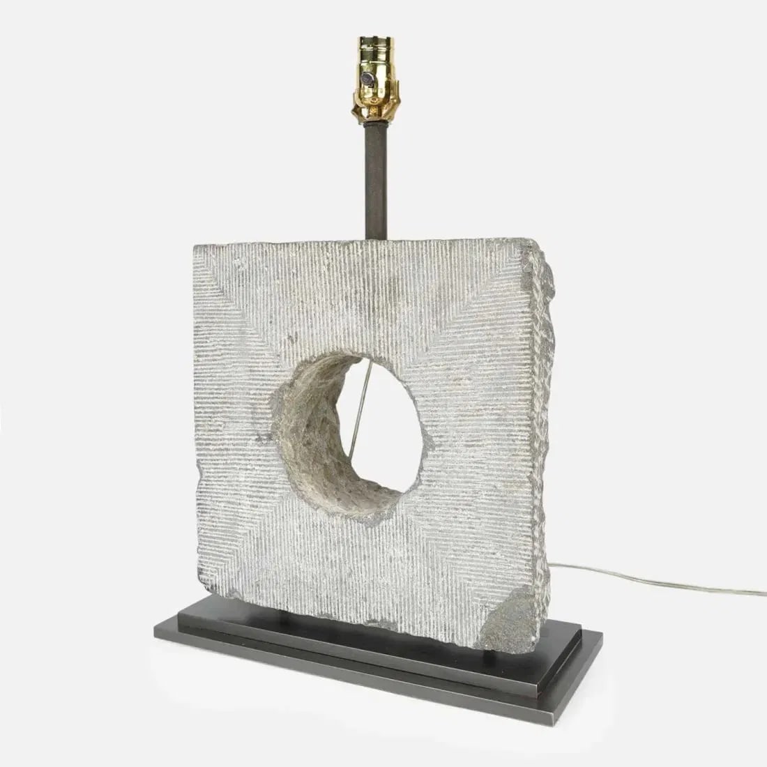 1970s Brutalist Carved Granite Stone MCM Sculptural Table Lamp (1 of 6)