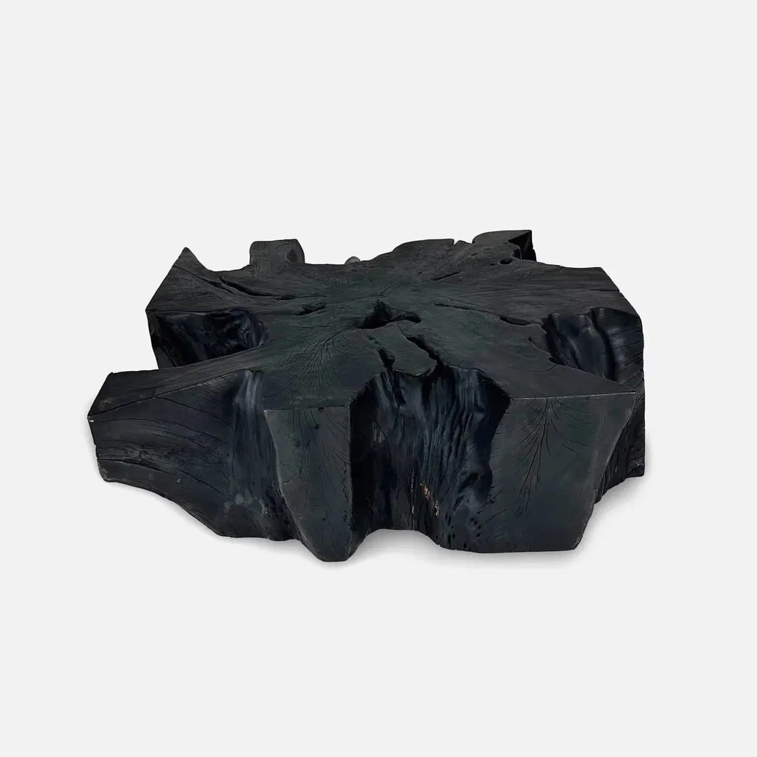 Large Solid Block Live Edge Organic Modern Burnt Root Black Coffee Table (1 of 5)