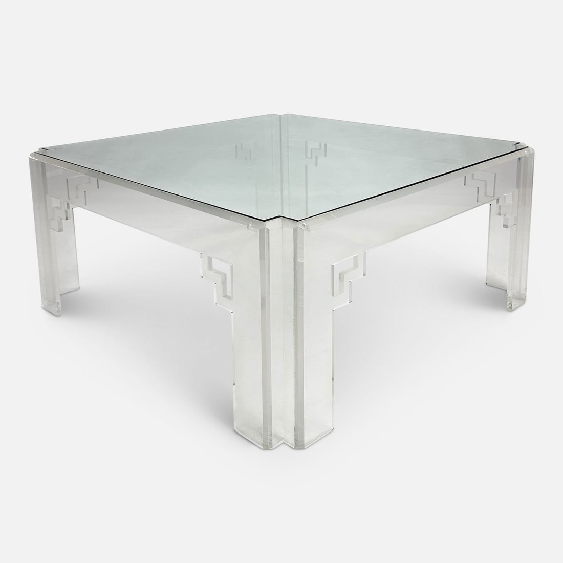 Jeffrey Bigelow 1974 Asian  Style Glass and Lucite Low Coffee Table Signed (1 of 6)