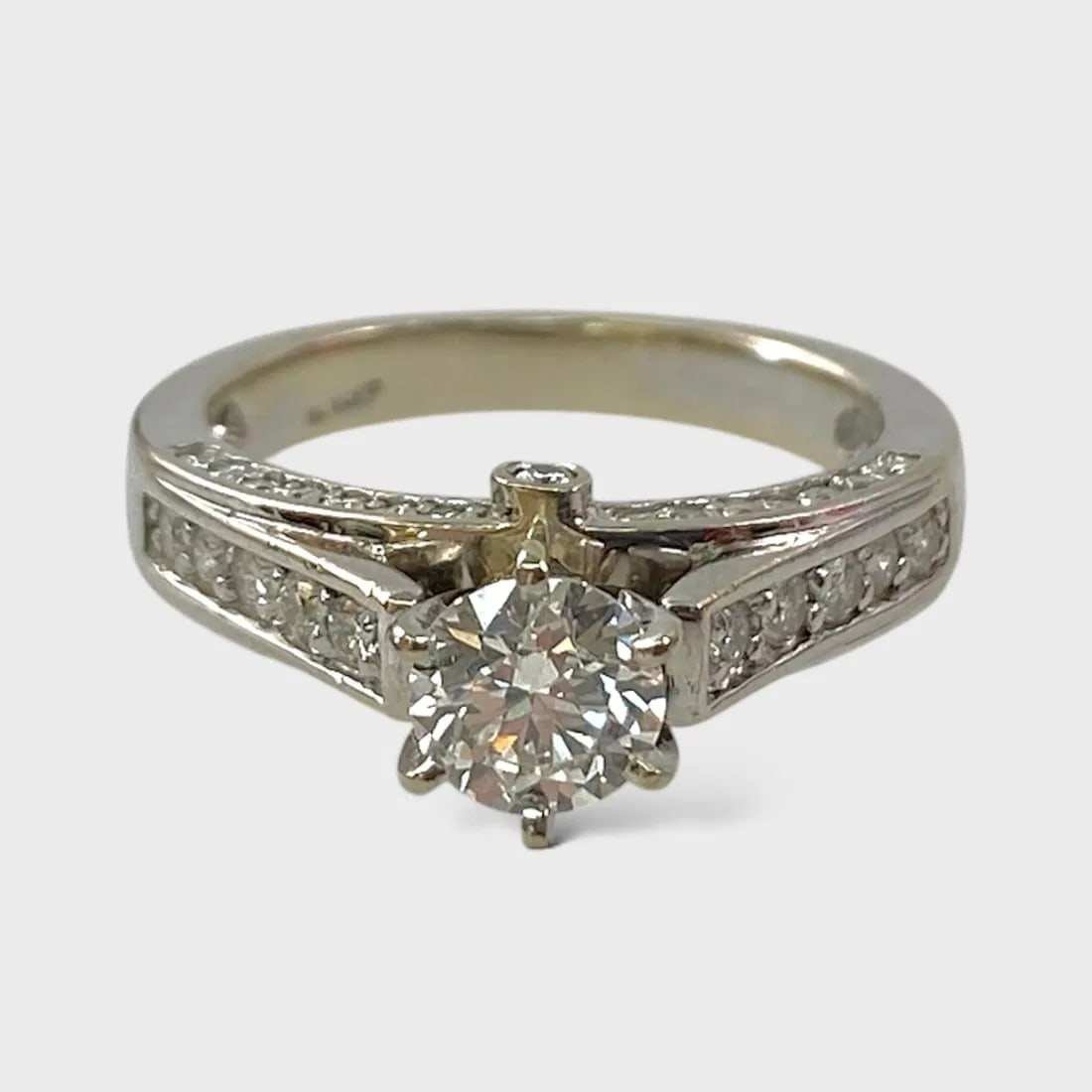 Stunning 14K White Gold 5.5mm Diamond Engagement Ring Sz 6.5 w/Forty-One Gemstones (1 of 4)