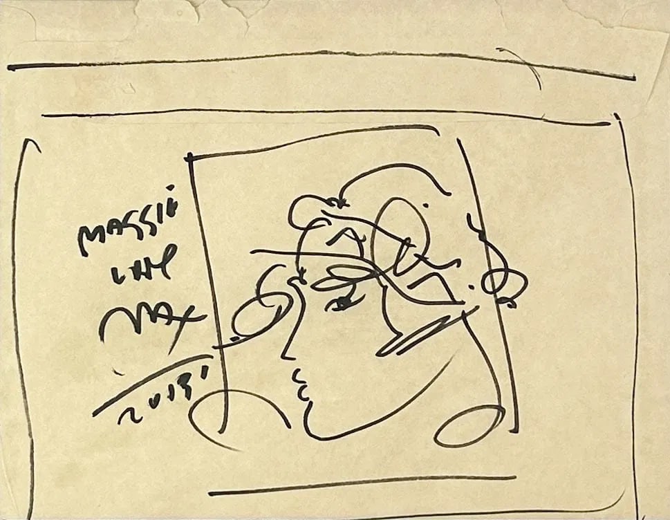 Peter Max Signed Original Felt Marker Pen Drawing on Envelope Framed (1 of 4)