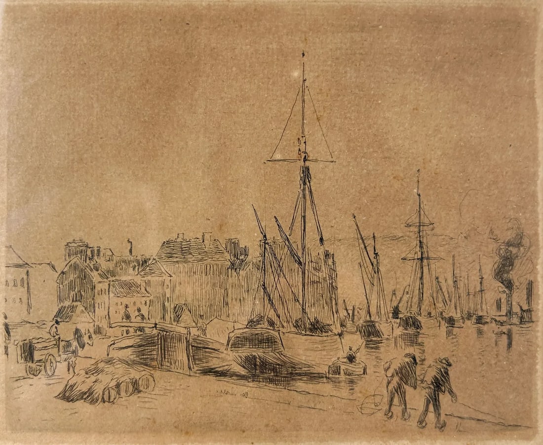 Camille Pissarro Etching of a Harbor Scene Framed Print (1 of 6)