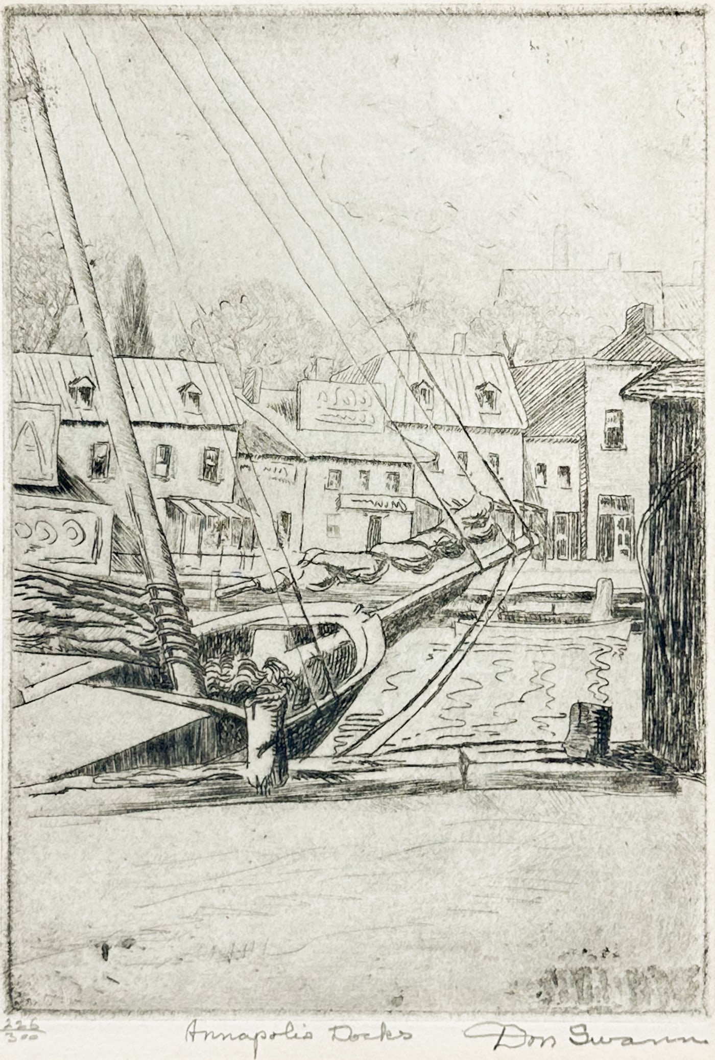 Don Swann "Annapolis Docks" Lithograph Framed Print (1 of 4)