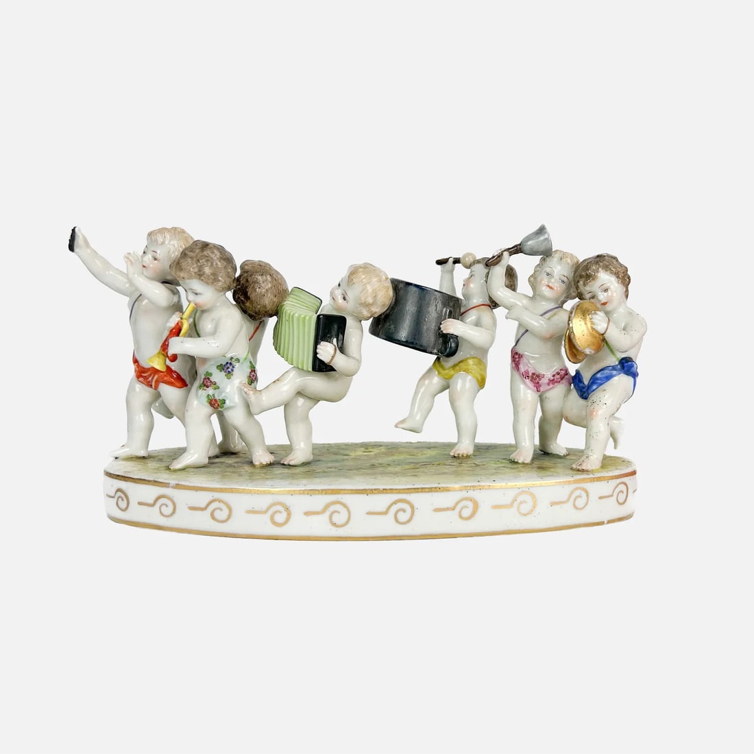 Fine Antique German Porcelain Figural Cherub Putti Music Band Figurine Group (1 of 1)