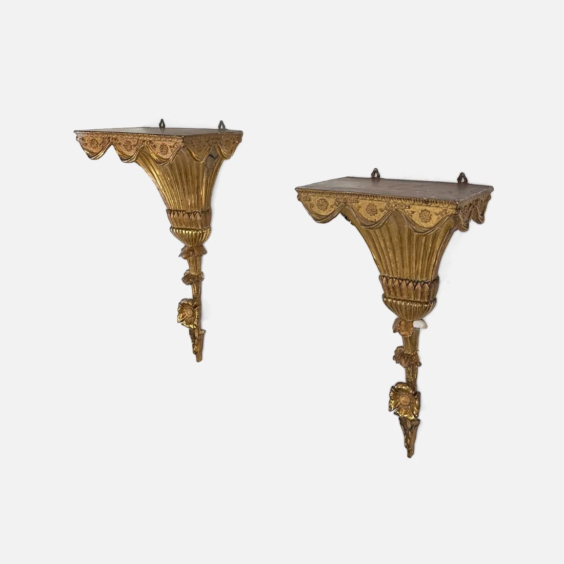 Pair Wildwood  "Grovner" Wall Sconce Glit Plaster Bracket Accent Shelves (1 of 16)