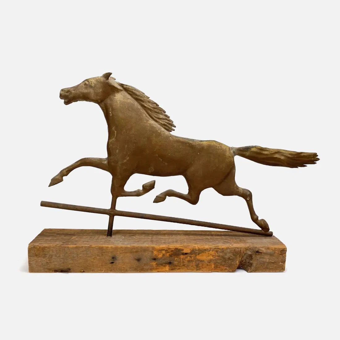 Antique Copper Hollow Body Running Horse Weathervane on Base (1 of 5)