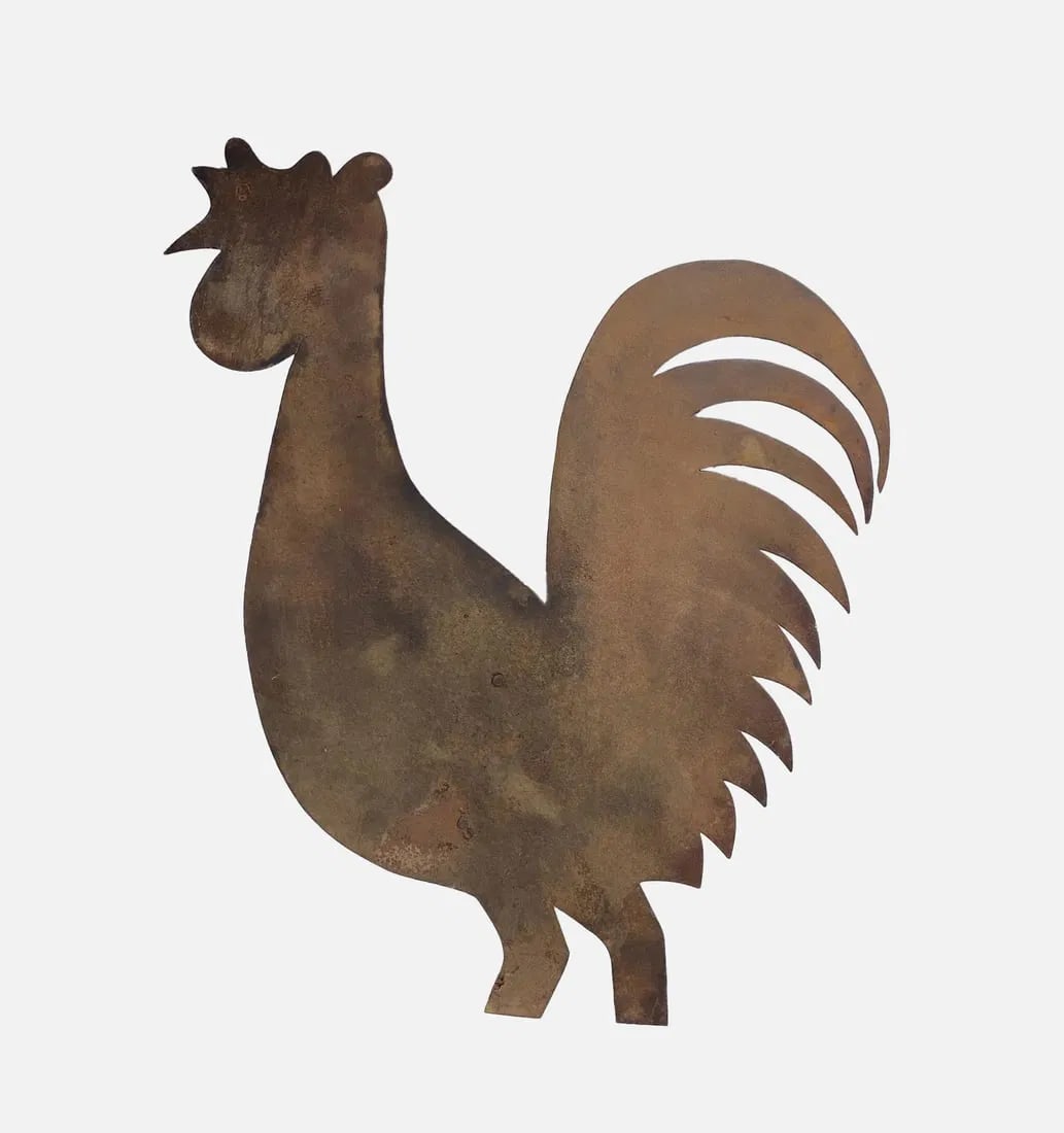 Antique American Rustic Cut Steel Rooster Weathervane (1 of 7)