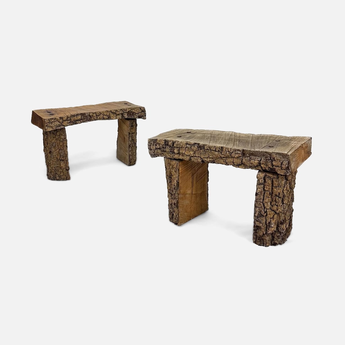 Pair Bench Made Live Edge Side Table Benches (1 of 6)