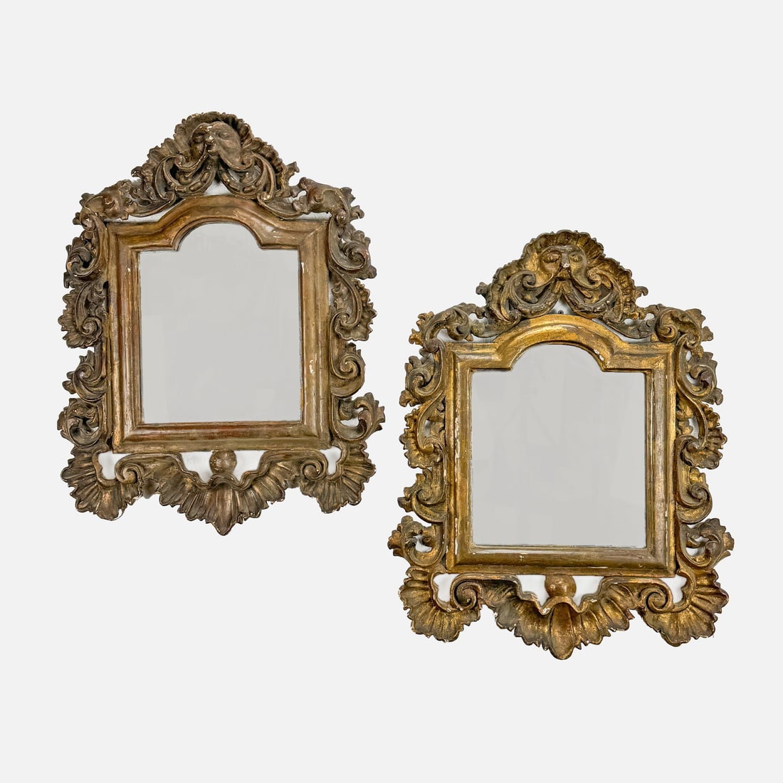 Pair Antique North Italian Carved Giltwood Rococo Wall Mirrors (1 of 7)