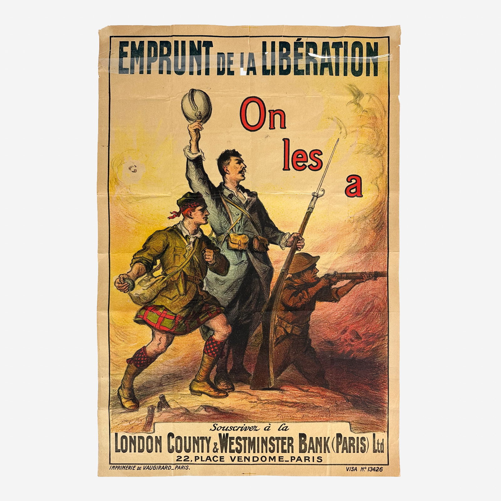 Antique "Emprunt De La Liberation" 1918 French WWI Military Poster (1 of 9)