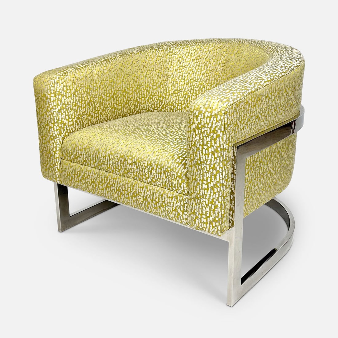 Milo Baughman Style Chrome Barrel Back Club Lounge Chair (1 of 7)