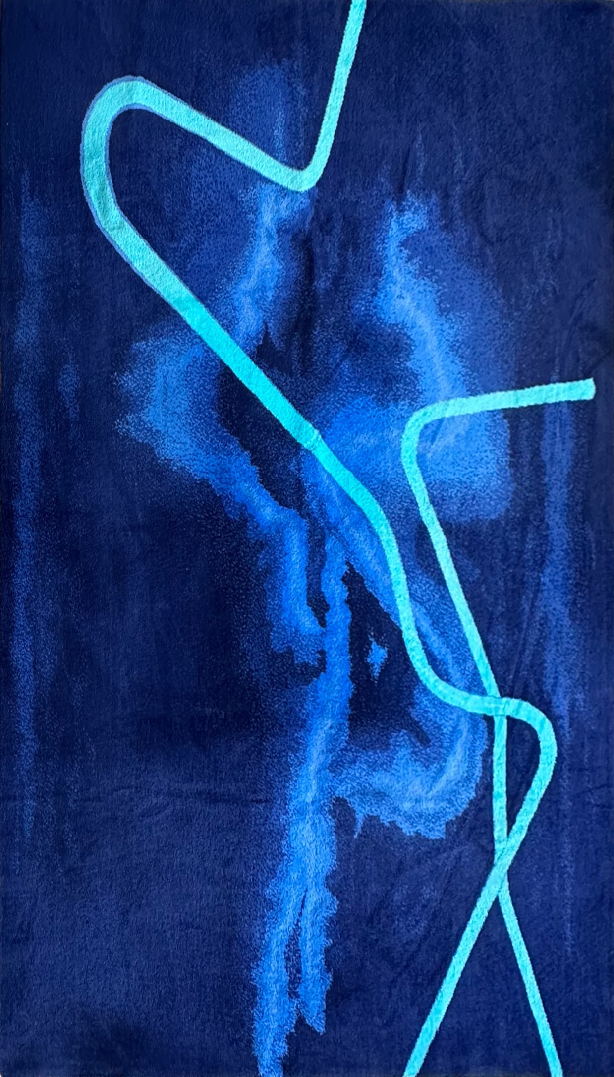 11' x 8' 2" Paul Klee "Gun Gordillo | Blue Hour" 1985 Danish Modern Wool Area Rug: Paul Klee (after) "Gun Gordillo | Blue Hour" Danish Modern area rug for Ege of Denmark. Ca. late 20thC. Fair to good overall, with shown loss along some edges. Free from odors. Shown wrinkles are not