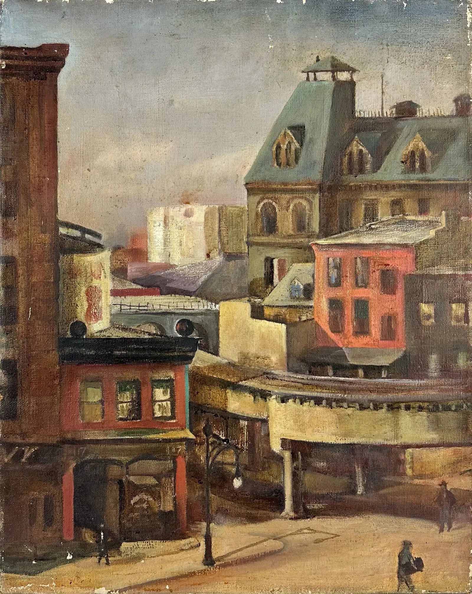 1930s WPA Modernist Style Oil on Canvas Painting (1 of 4)