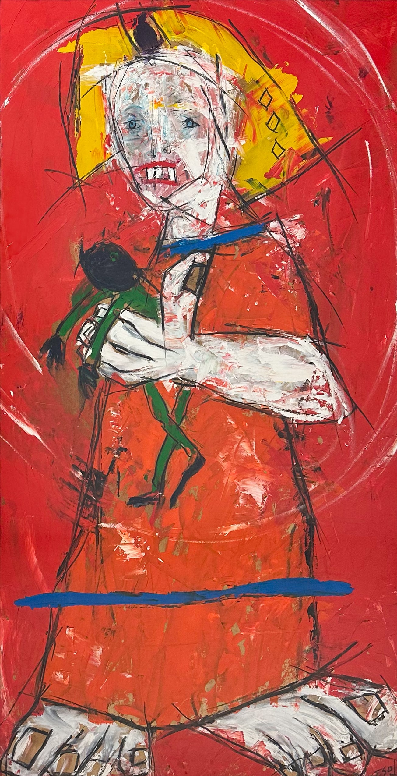 Matt Sesow Signed Abstract  Acrylic Painting on Paper (1 of 6)