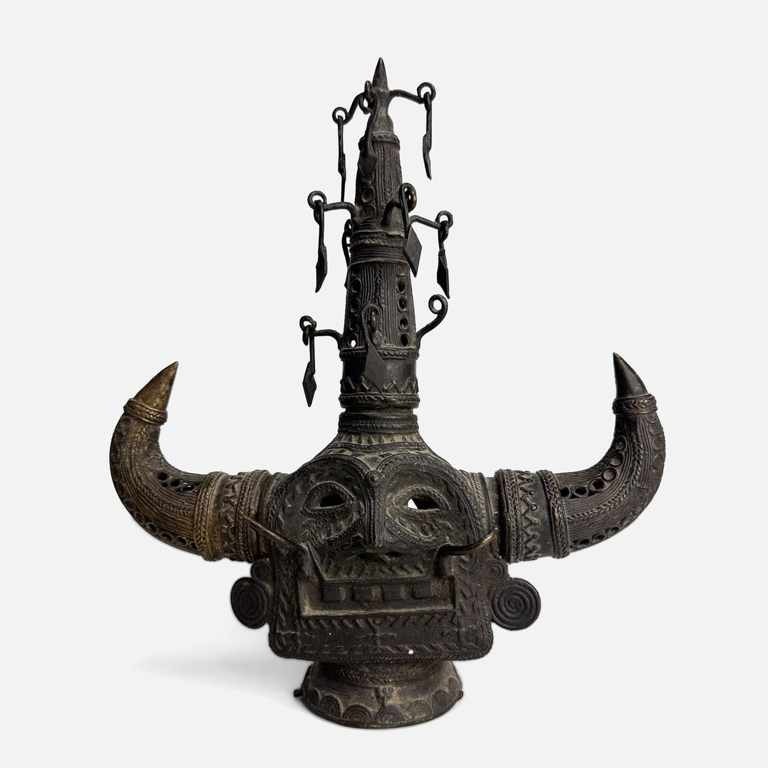 Antique Indian Three-Horned Deity Metal Sculpture (1 of 8)
