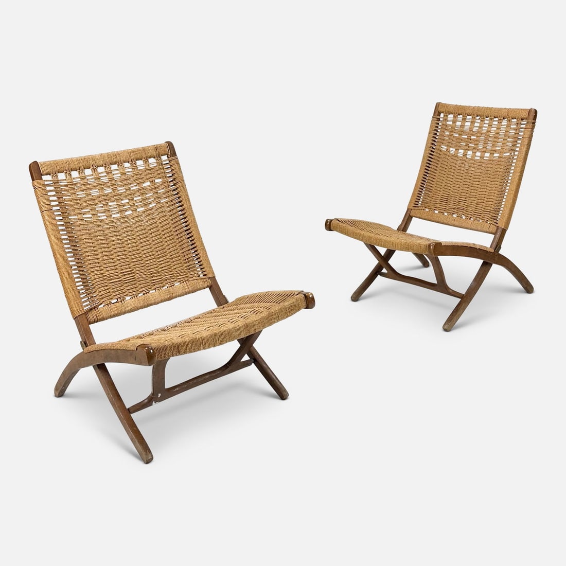 Two Hans J. Wegner Style MCM Indoor/Outdoor Folding Lounge Chairs (1 of 5)