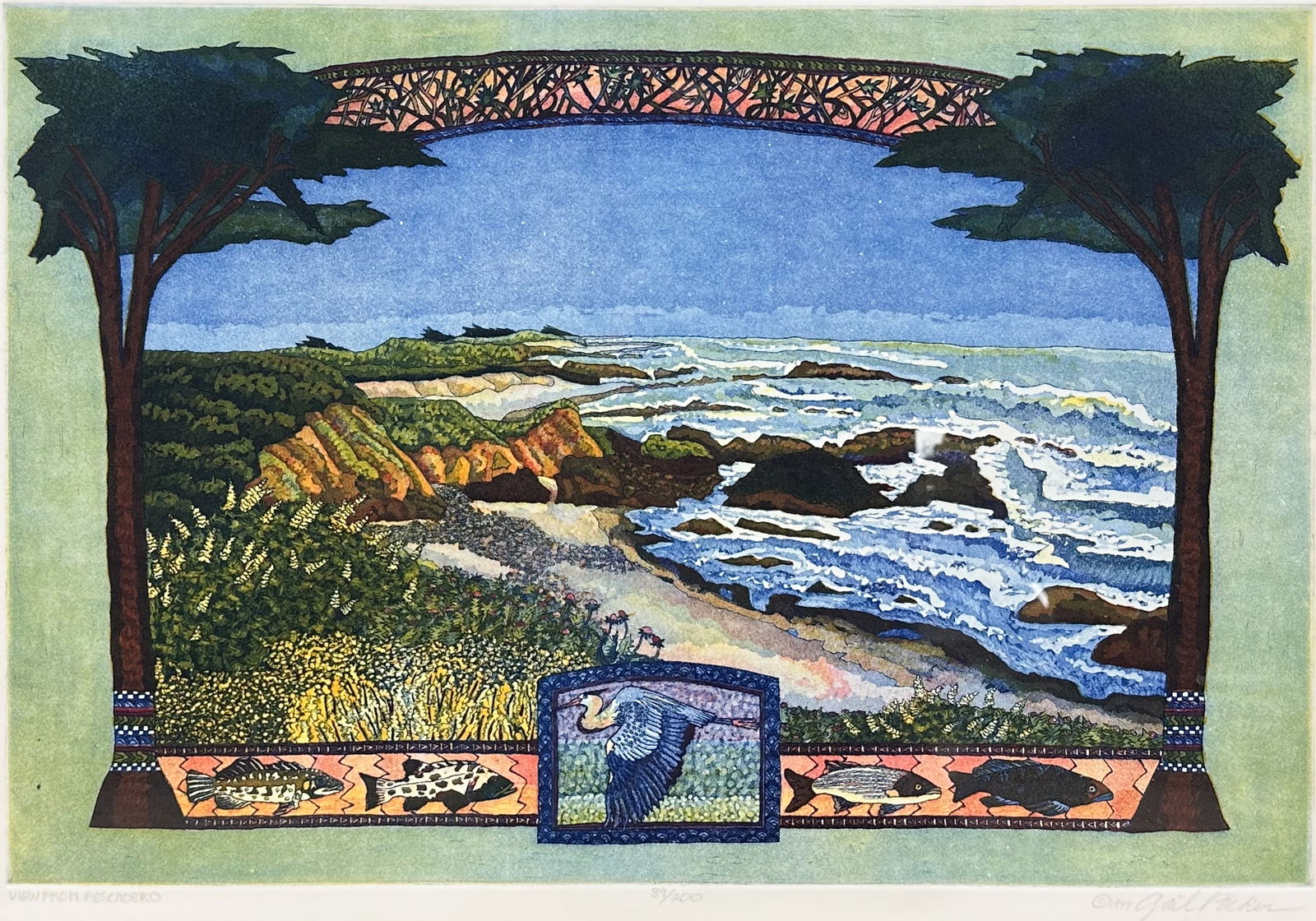 Gail Packer "View From Pescadero" Color Etching Framed Print (1 of 7)
