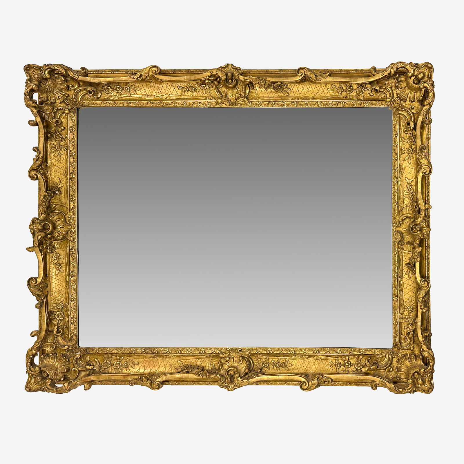 Large 55" Antique Baroque Style Gilt Gesso Over Wood Mirror w/Resolved Corners (1 of 6)