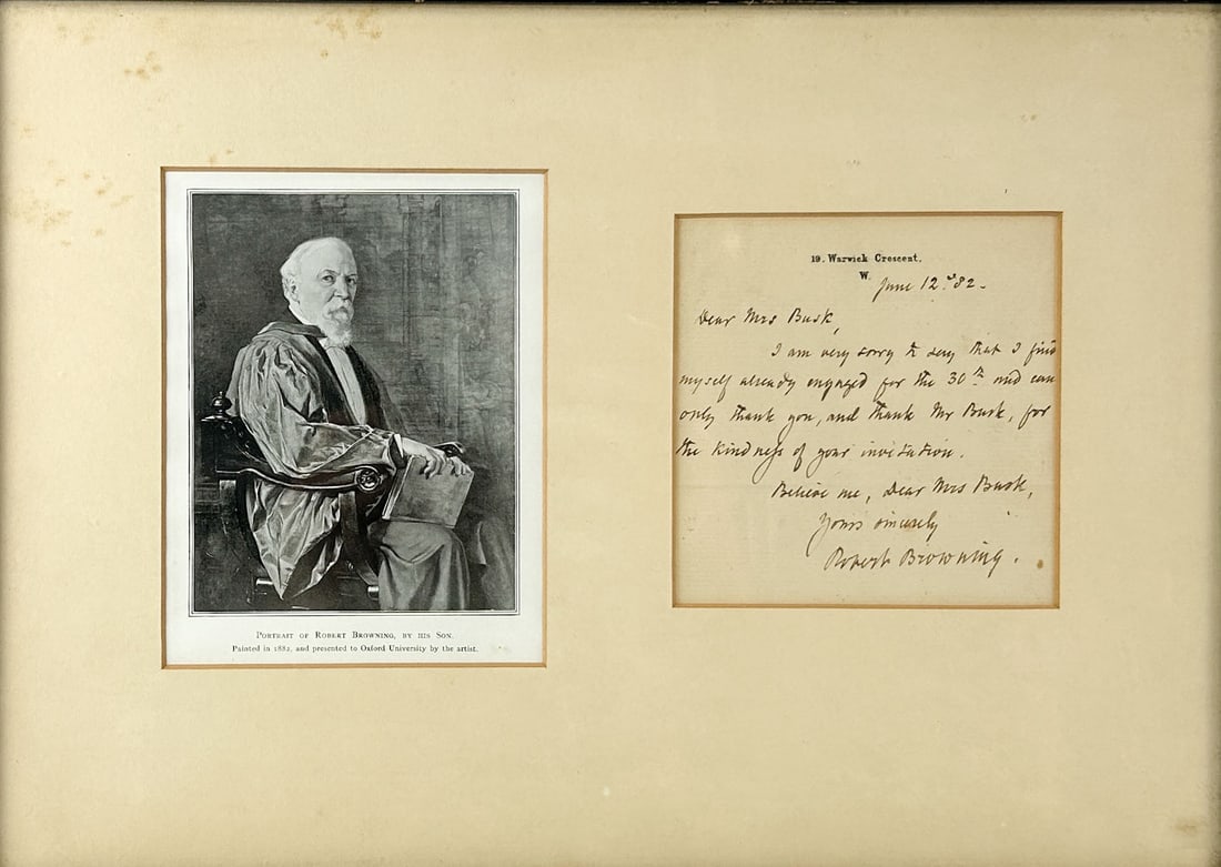Robert Browning 1882 Inscribed Correspondence Signature w/Photograph (1 of 5)