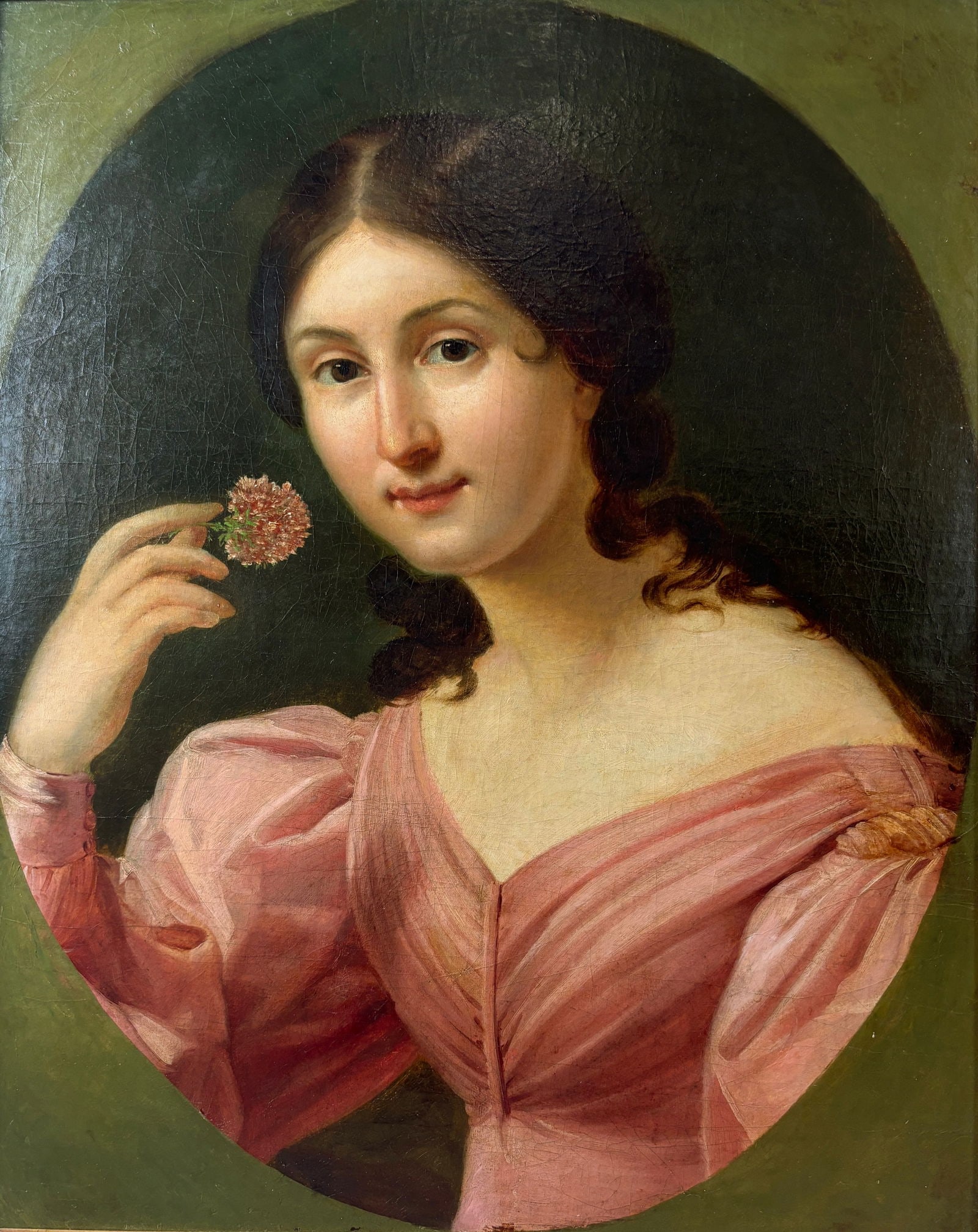 Antique Portrait of a Lady Oil on Canvas Painting Framed: Approx. stretcher size 19 1/8" x 23 1/2". We do not provide in-house shipping! Please reach out to Donald Camden at UPS Store 4608 or refer to our list of preferred shippers for a quote. Donald Camden