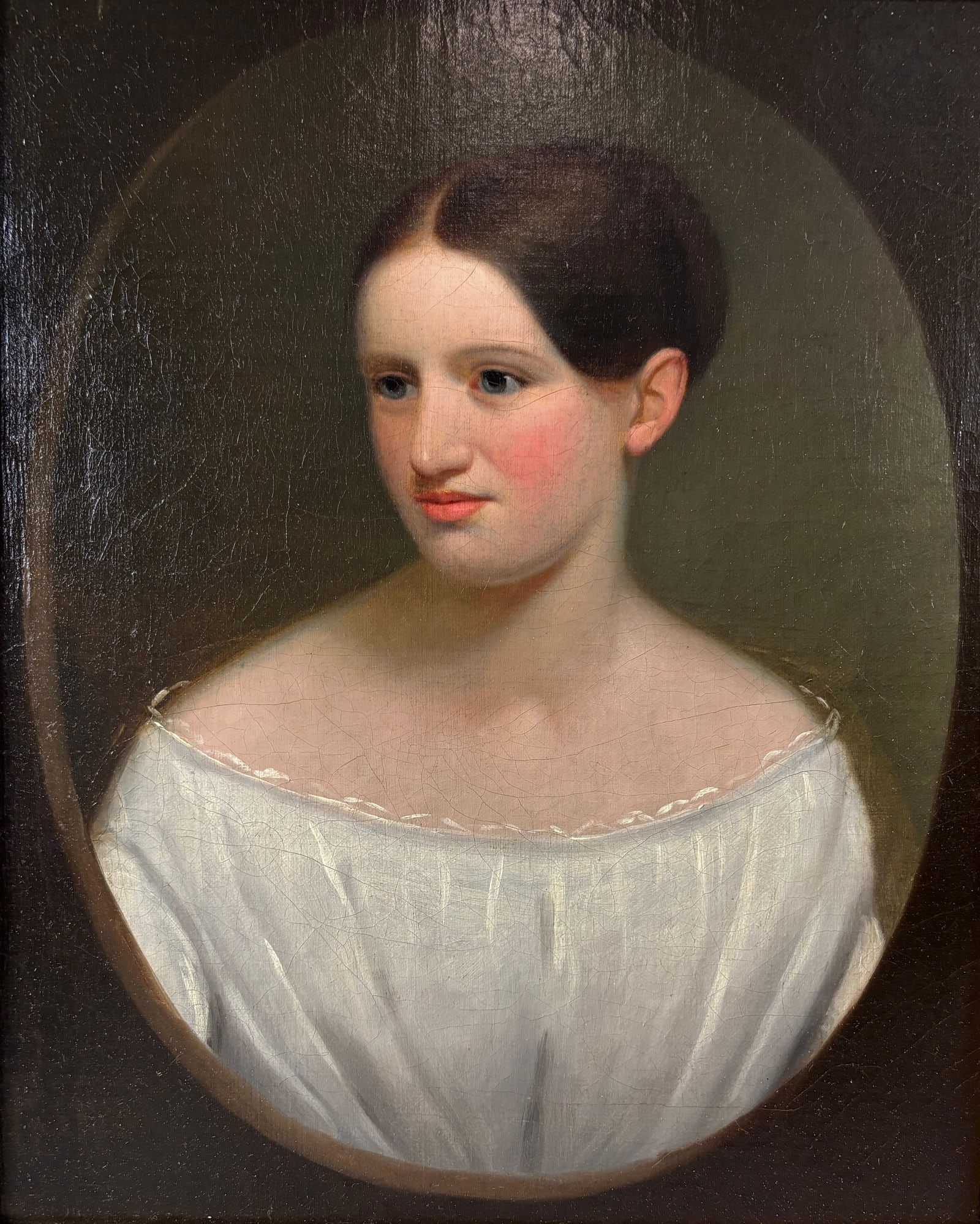 Antique Portrait of a Lady Oil on Canvas Painting Framed: Antique Portrait of a Lady Oil on Canvas Painting Framed. Approx. canvas size ". Approx. canvas size 14" x 17 1/8". We do not provide in-house shipping! Please reach out to Donald Camden at UPS Store 