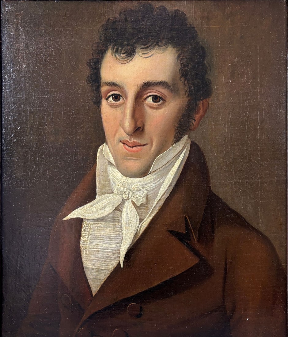 Antique Portrait of a Finely Dressed Gentleman Oil on Canvas Painting Framed: Very good restored condition with fine crazing, a few spots of overpaint seen with UV light, otherwise good. Possible cleaning required. Fantastic original burnished gilt frame. Approx. stretcher size
