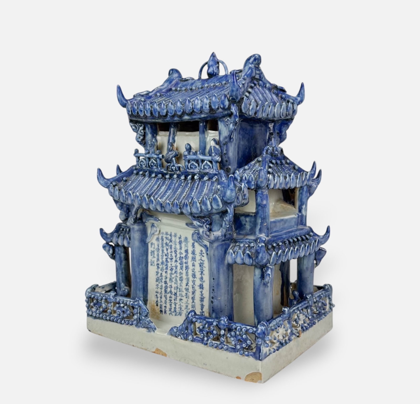 Antique Chinese Export Blue & White Porcelain Enamel Decorated Architectural Pagoda Figural Building (1 of 13)