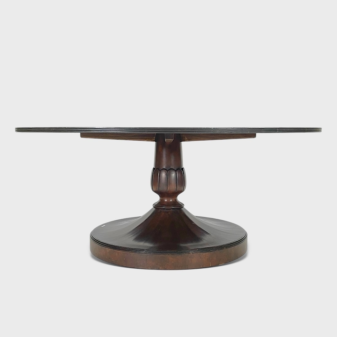 Large 20thC New Classics Creations Colorado Carved Wood Pedestal Dining Table (1 of 8)