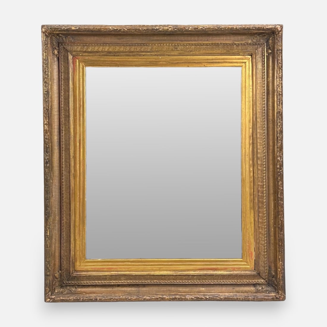 Large and Well Made Antique 19thC Gilt Gesso on Wood Thick Heavy Picture Frame, Now a Wall Mirror (1 of 6)