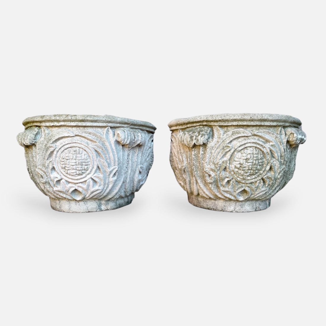 Pair Large and Heavy Solid Poured Stone Regency Style Outdoor Garden Planters (1 of 4)