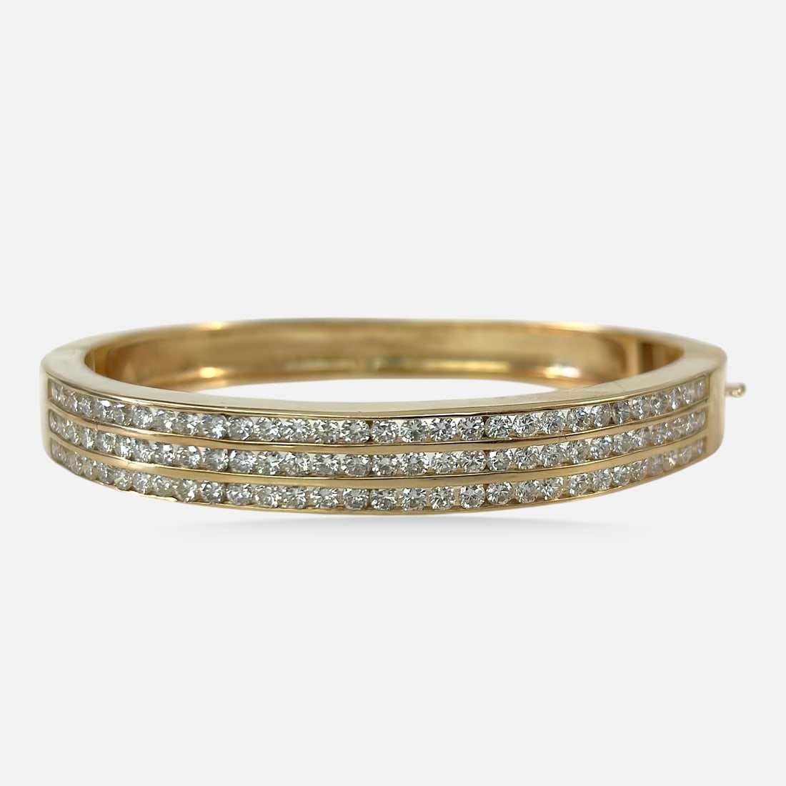 Fine and Heavy 14K Yellow Gold & Diamond Pave Hinged Gemstone Cuff Bracelet (1 of 7)