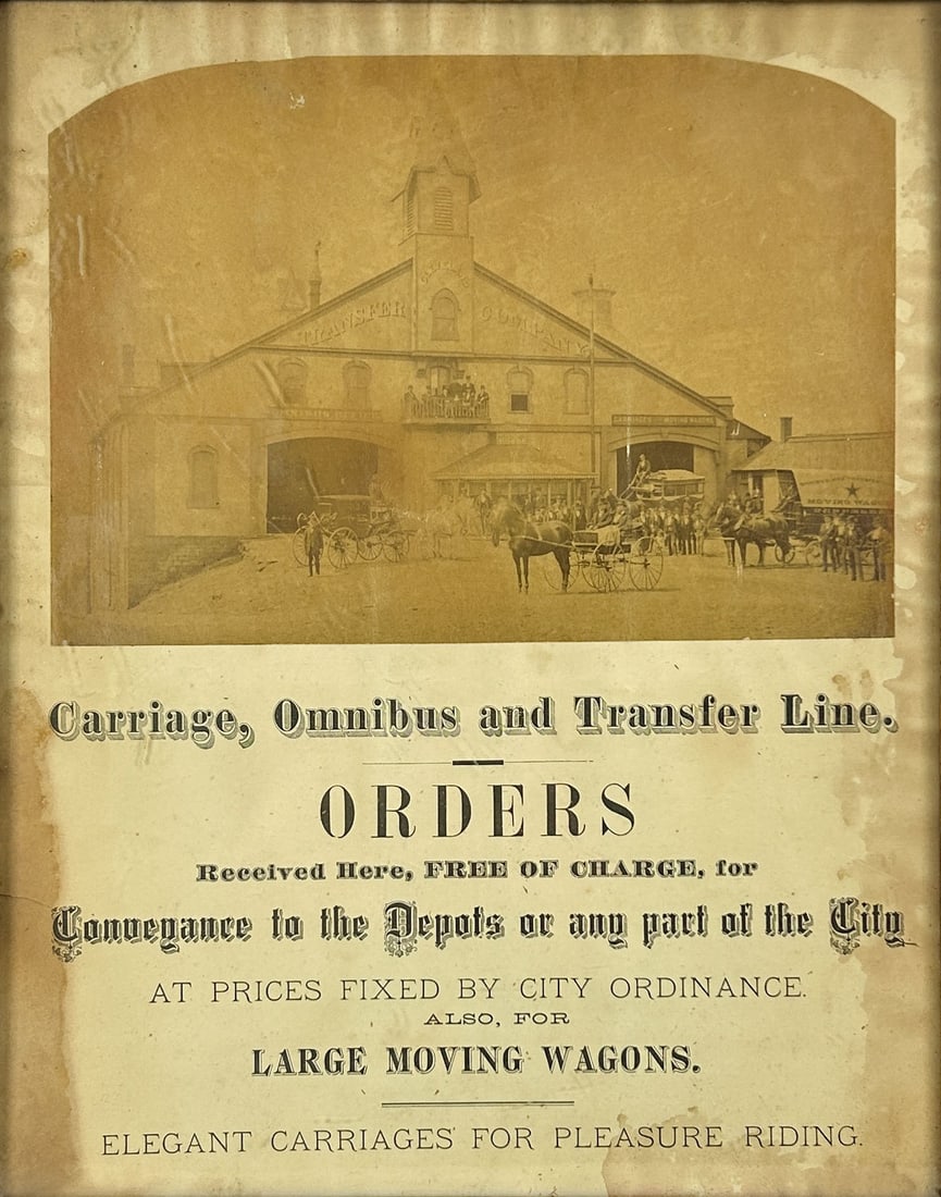 Framed Antique 19thC Advertising Albumen Photograph for Moving Wagons Rare Transportation Washington (1 of 6)