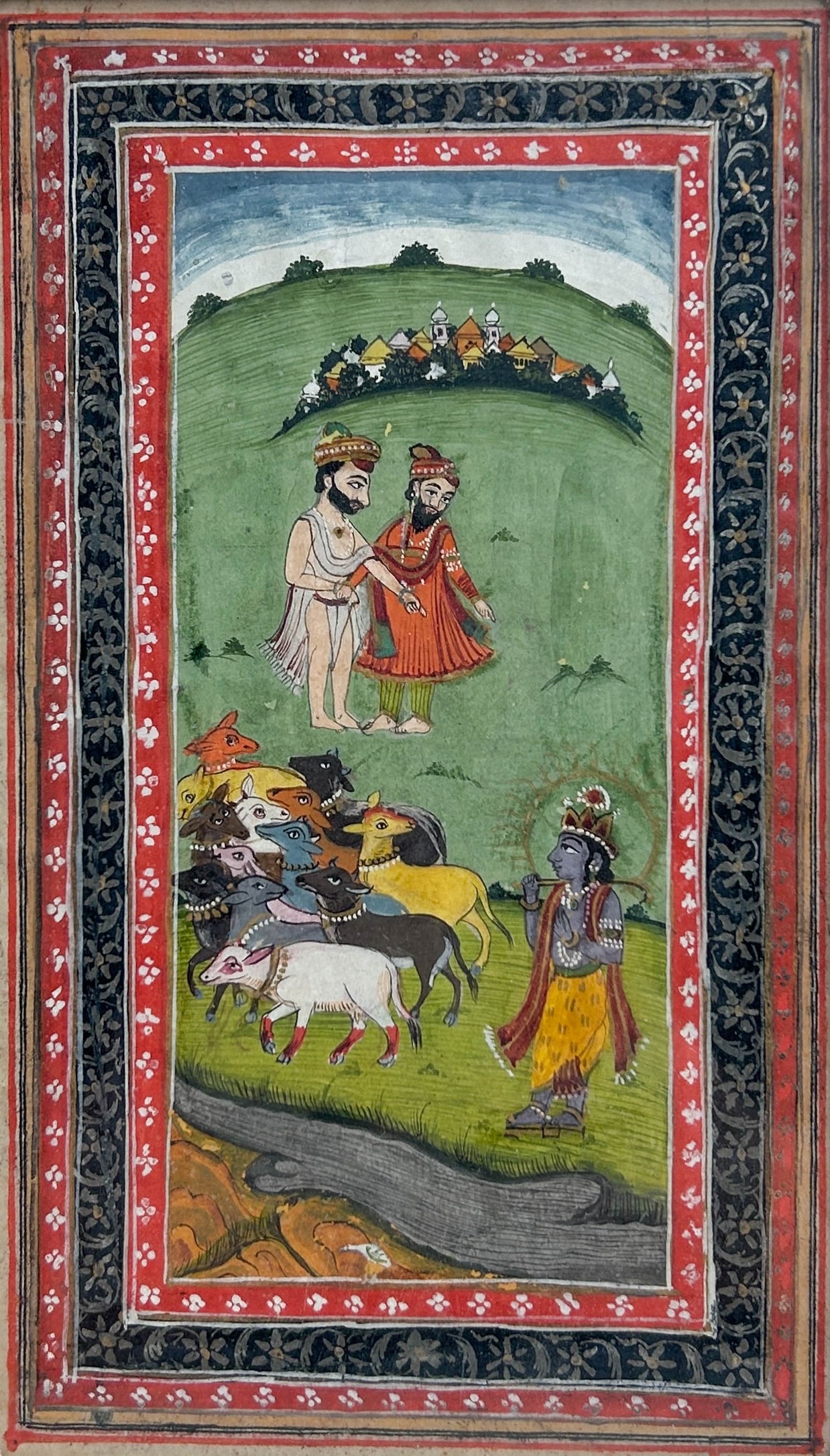 Antique Indian Watercolor and Gold Leaf on Paper (1 of 3)