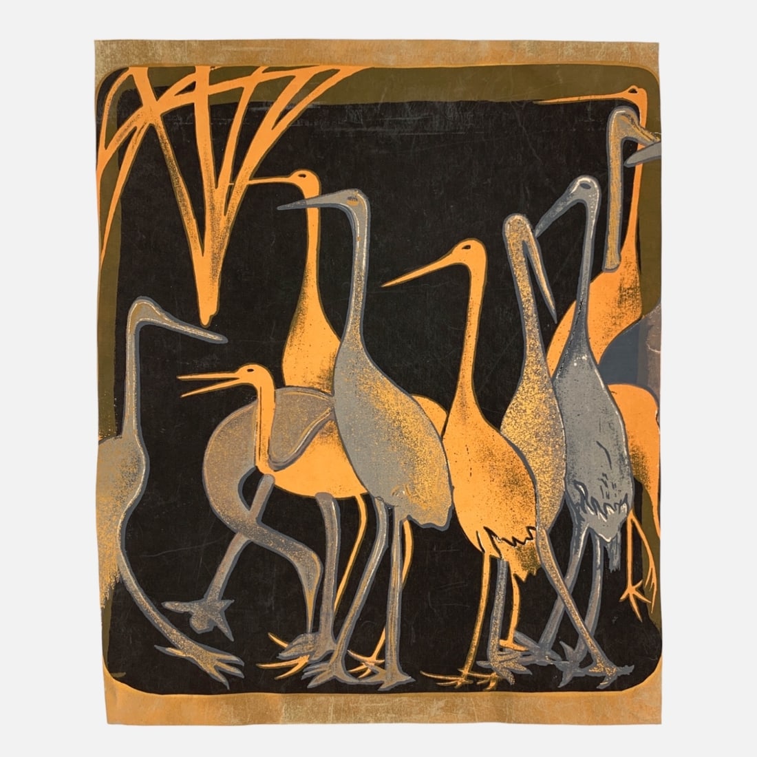 "Dainippon Bijutsu Zufu" Vintage Japanese Crane Woodblock Print: Appears to have been cut to current size. We do not provide in-house shipping! We have a close relationship with our local UPS Store which offers a simple pack and ship process, please see information