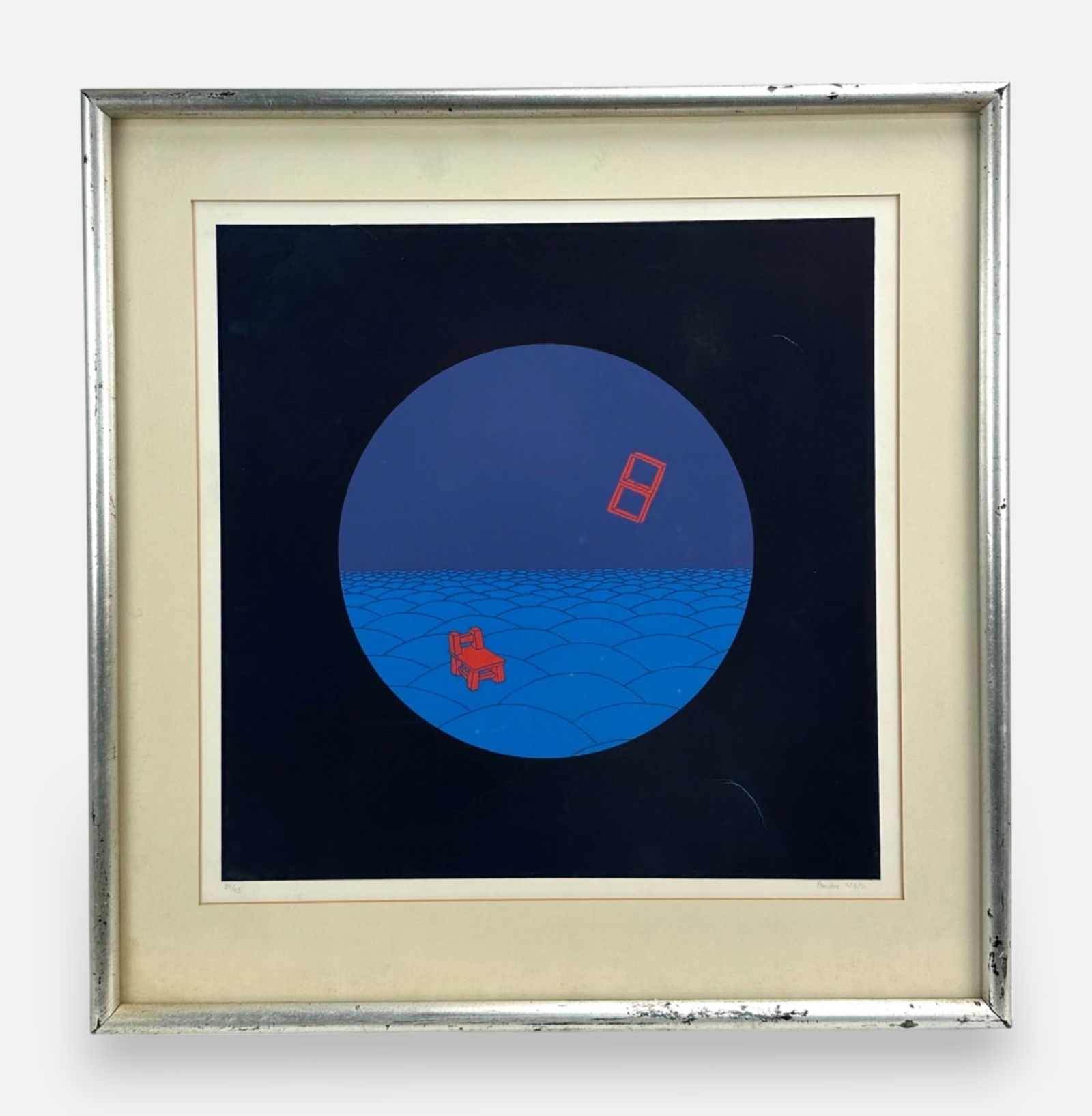 Artist Signed 1971 Surreal Modernist Lithograph Framed Print (1 of 7)