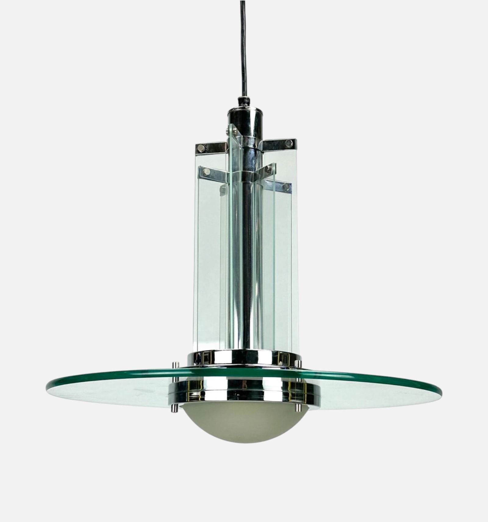 Machine Age Art Deco Glass Chandelier Pendant Ceiling Light: Machine Age Art Deco Glass Chandelier Pendant Ceiling Light. Good as shown in photos. Free from any chips, cracks, or repairs. Light untested. We do not provide in-house shipping! We have a close rela