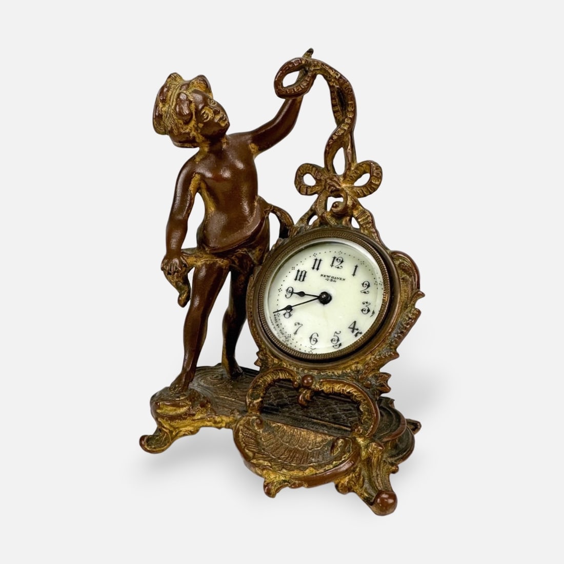 New Haven Clock Co. Putti Cherub Gilt Spelter Mantle Clock (1 of 6)
