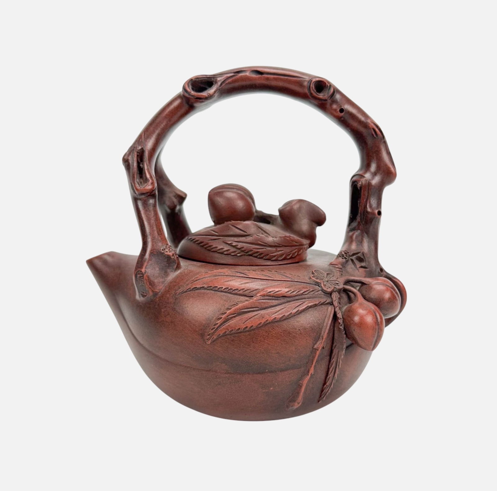 Chinese Yixing Zisha Clay Figural Peach Teapot (1 of 9)