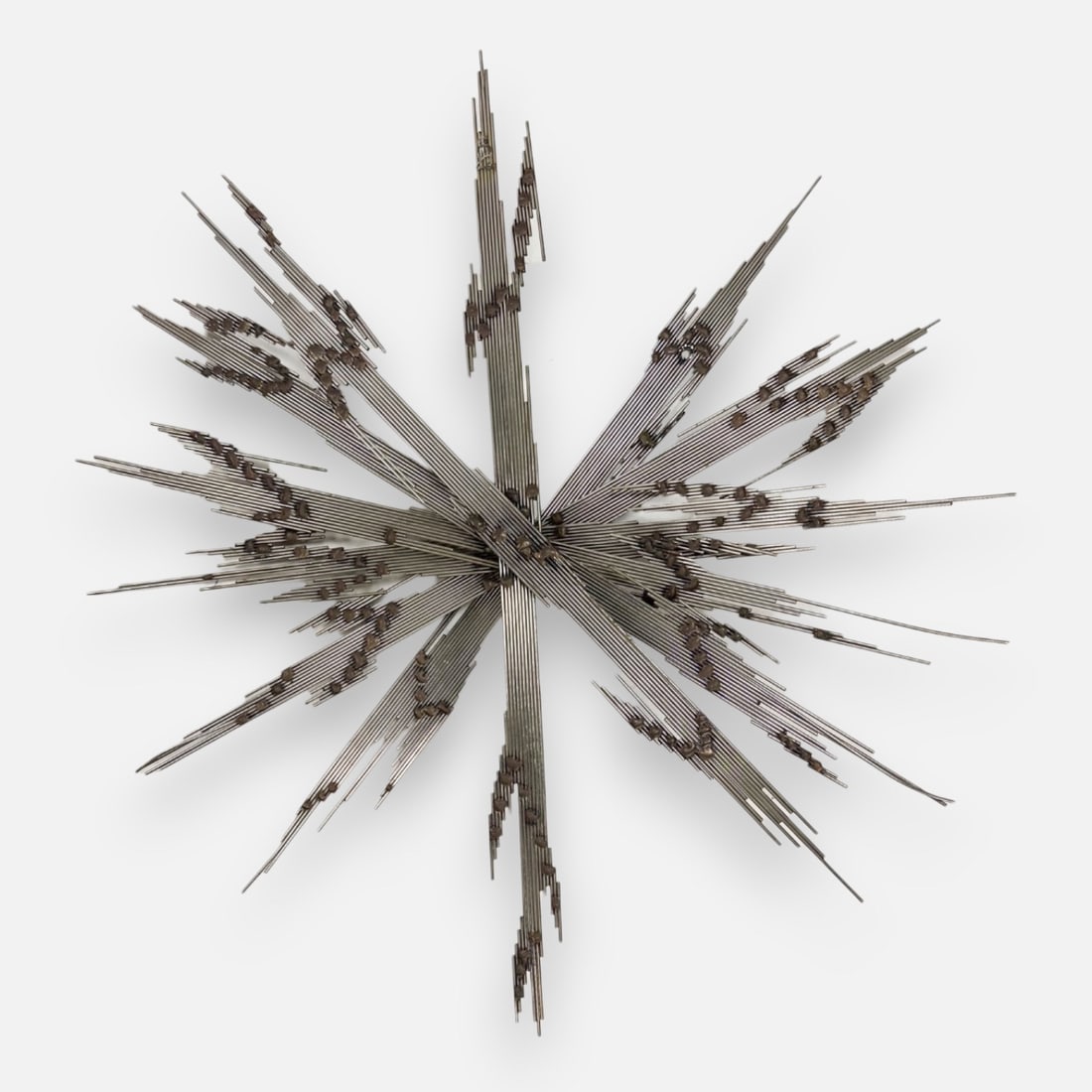 Curtis Jere Style Brutalist Steel and Brass Lightning Starburst Wall Sculpture (1 of 6)