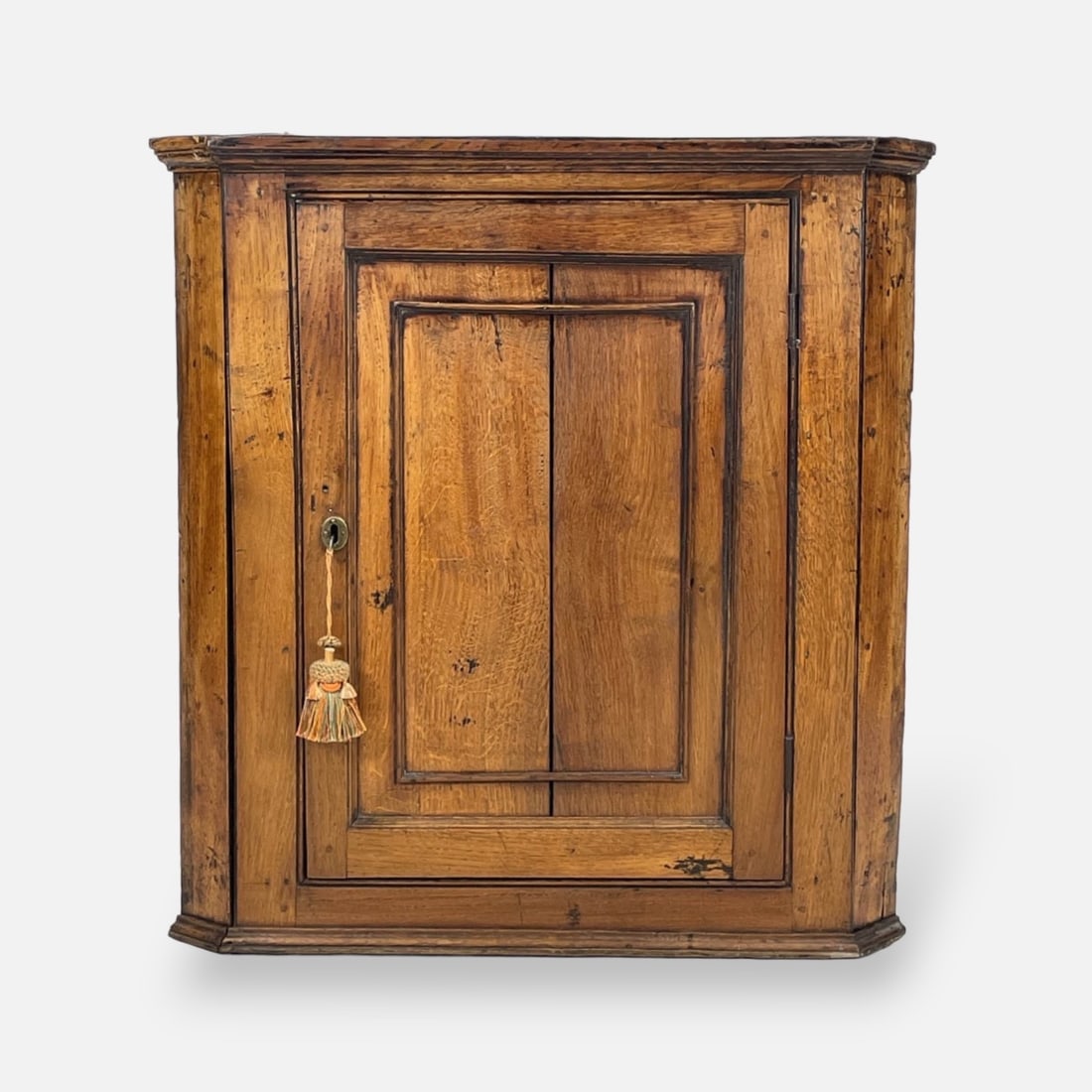 Antique 19thC English Paneled Door Hanging Oak Wood Corner Cabinet/Cupboard (1 of 8)
