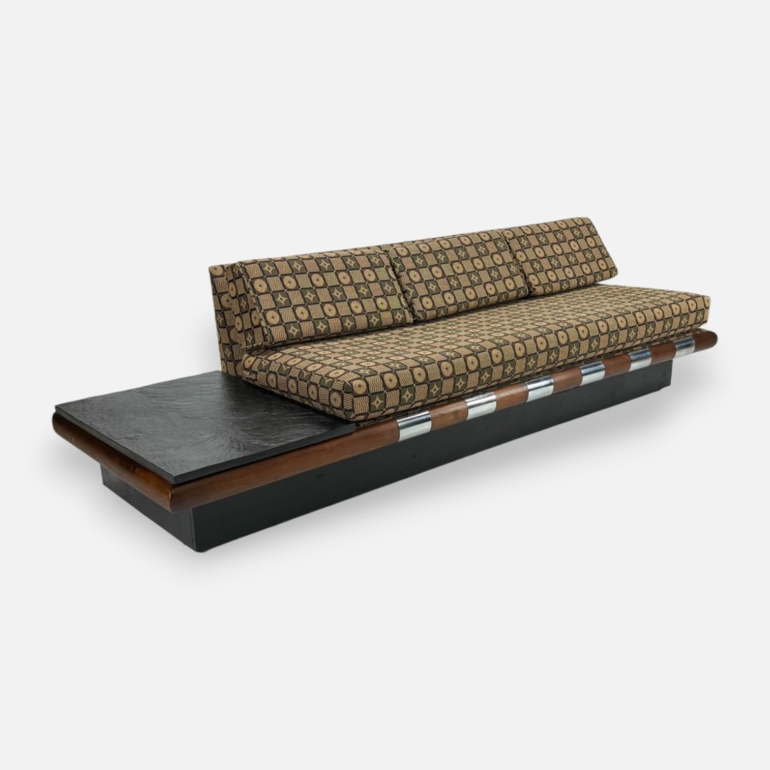 Adrian Pearsall Molded Slate and Walnut MCM Three Seat Platform Sofa Bench (1 of 8)
