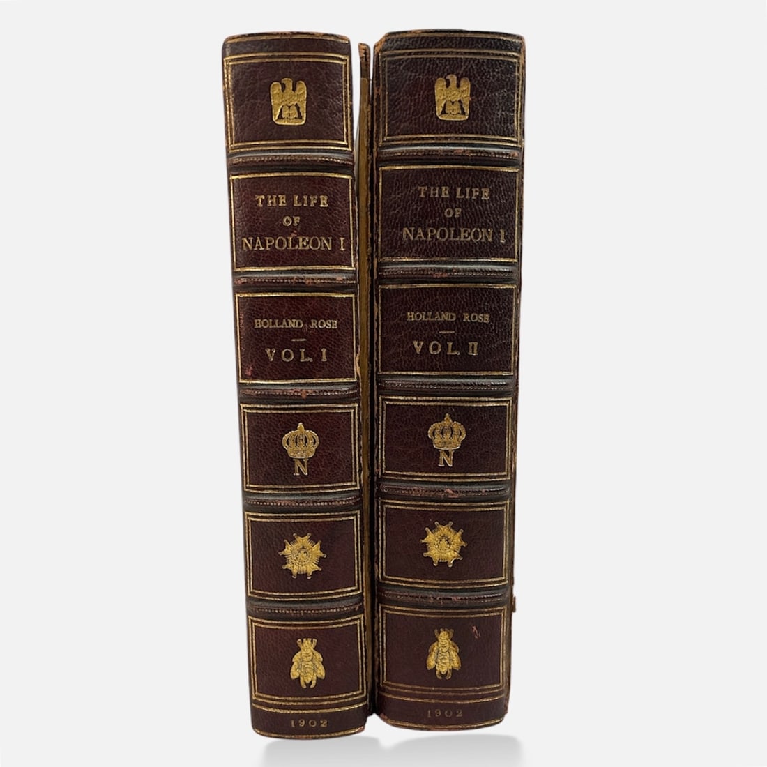 The Life of Napoleon I by John Holland Rose - 2 Vols. - 1902 Antique Books: Pub. by George Bell & Sons, London. Front board on both volumes detached, otherwise in good age appropriate condition. Please enlarge all photos for details. We do not provide in-house shipping! We ha
