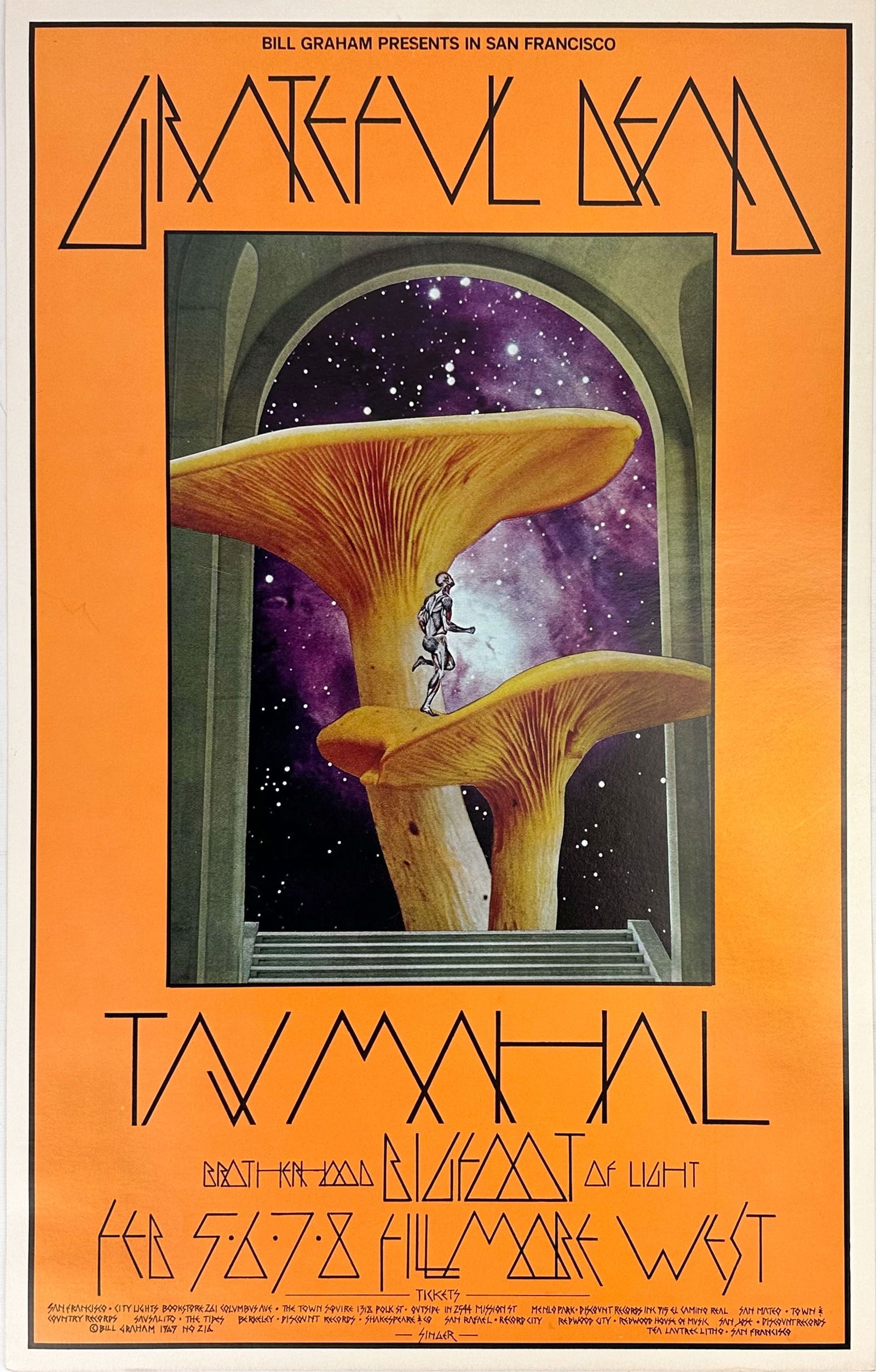 Bill Graham 1970 Fillmore West Grateful Dead & Taj Mahal Concert Poster (1 of 4)